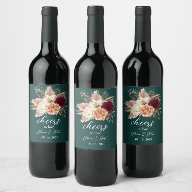 Bouteilles De Vin Étiquette Mariage émeraude pour l'amour (Bouteilles)