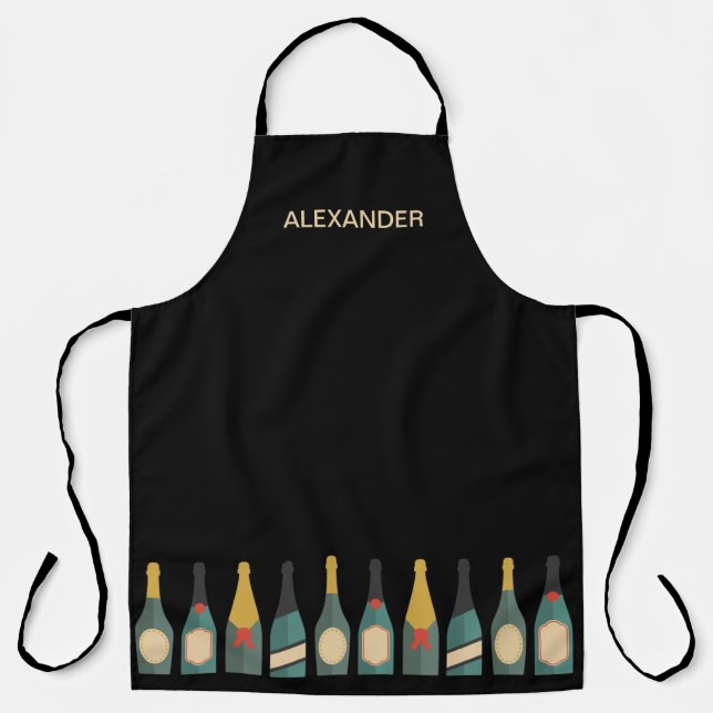 Bouteilles de vin personnalisent tablier noir (Recto)
