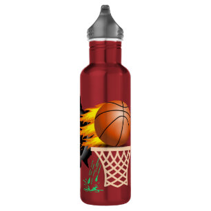 Bouteilles d'eau de basket-ball en feu