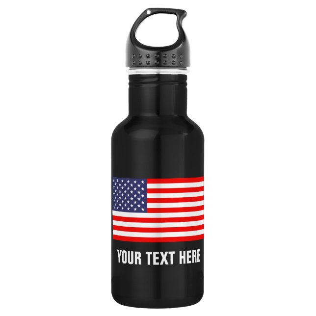 Bouteilles d'eau du drapeau américain personnalisé (Devant)