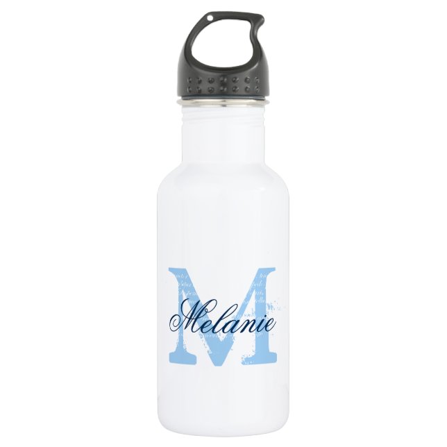 Bouteilles d'eau mariage monogramme bleu personnal (Devant)