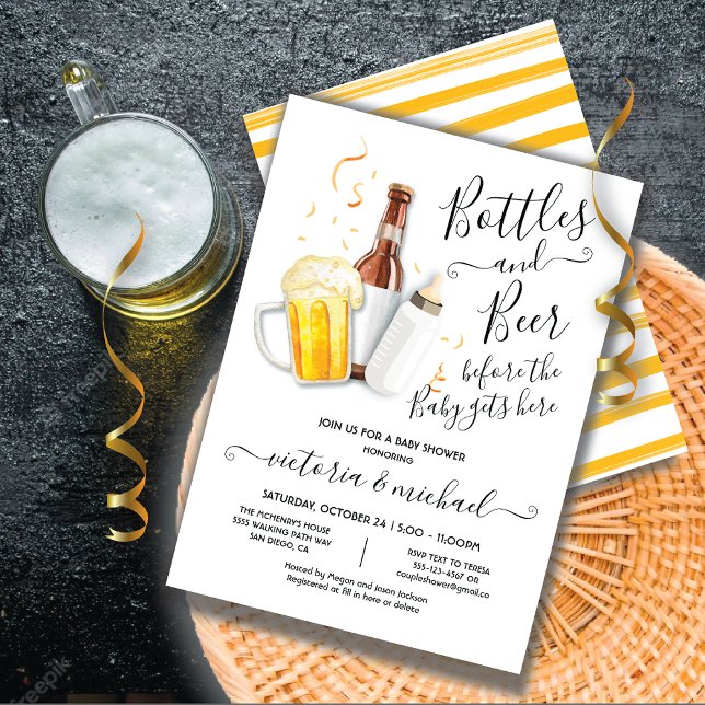 Bouteilles et invitation au Baby shower de la bièr (Créateur téléchargé)