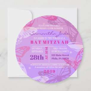 BOUTEILLES & ÉTOILES Invitation Bat mitzvah ronde