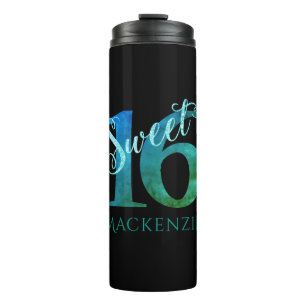 Bouteilles Isothermes 16 ans   Turquoise Green Grunge et Parties scintil