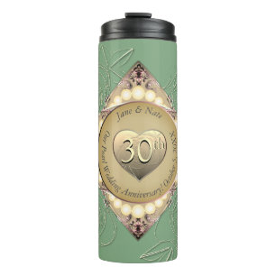 Bouteilles Isothermes 30e/12e anniversaire de Mariage Pearl & Green