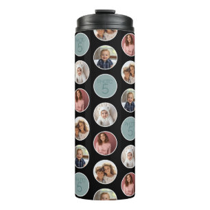 Bouteilles Isothermes 5 Photo Bordure Cercle - Blanc Noir