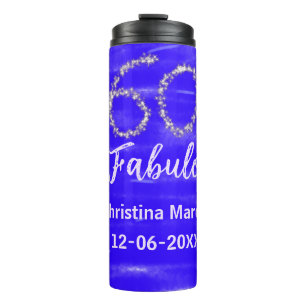 Bouteilles Isothermes 60 & fabuleux anniversaire bleu argent ajouter nom