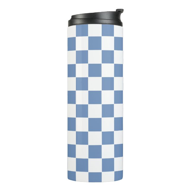 Bouteilles Isothermes à damiers bleu/gris et blanc (Tourné sur la gauche)