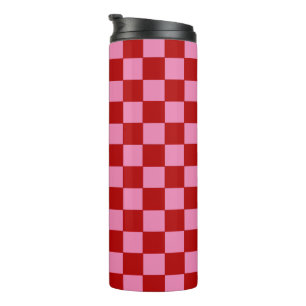 Bouteilles Isothermes à damiers rouge et rose chaud