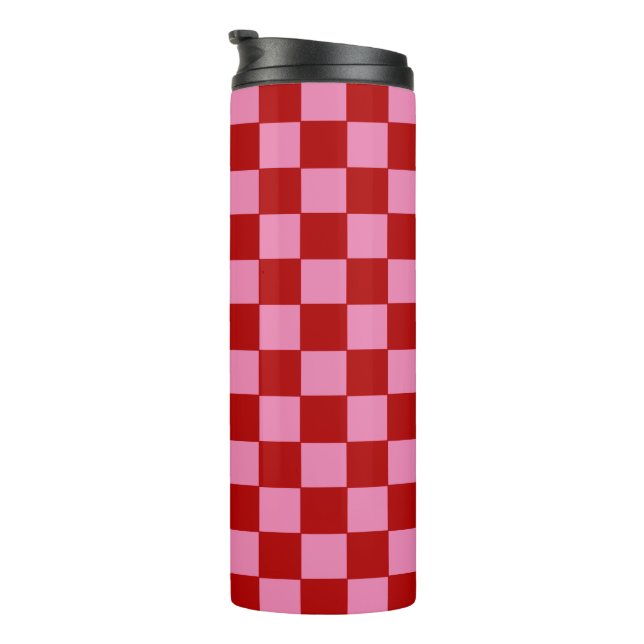 Bouteilles Isothermes à damiers rouge et rose chaud (Tourné sur la droite)