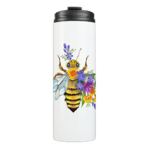 Bouteilles Isothermes Abeille à fleurs avec plantes sauvages