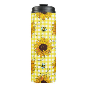 Bouteilles Isothermes Abeilles mignonnes et tournesols sur un arrière -