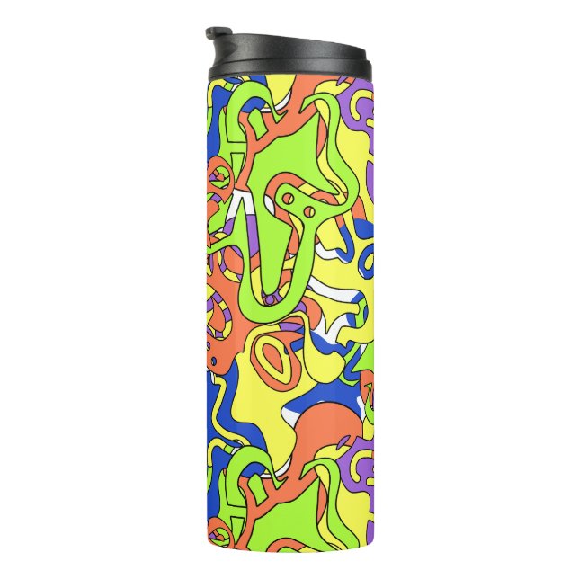 Bouteilles Isothermes Abstract Neon Doodle Maze Pattern (Tourné sur la droite)
