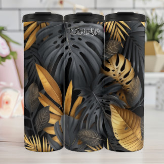 Bouteilles Isothermes Abstrait Botanique Noir et Or