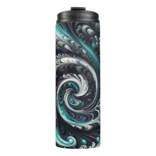Bouteilles Isothermes Abstrait Moderne Tourbillonnant Vert, Argent et No