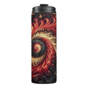 Bouteilles Isothermes Abstrait Moderne Tourbillons Rouge, Noir et Or
