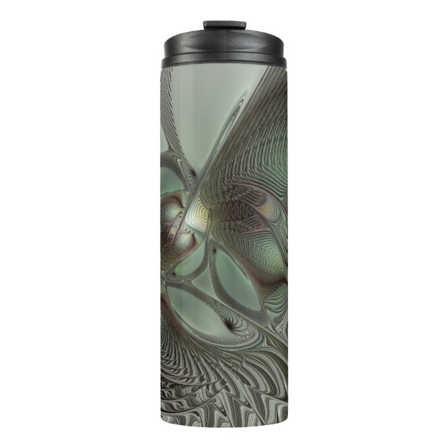 Bouteilles Isothermes Abstrait Olive Sage Green Grey Fractal Art Imagina (Devant)