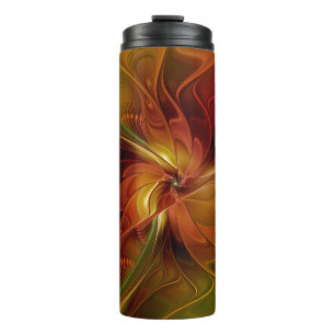 Bouteilles Isothermes Abstrait Rouge Orange Brown Vert Fractal Art Flowe