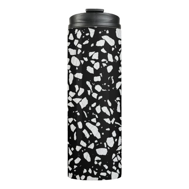 Bouteilles Isothermes Abstrait Terrazzo Mosaic Motif noir et blanc (Devant)