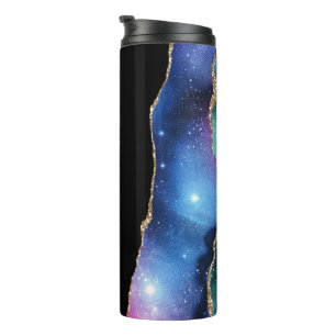 Bouteilles Isothermes Agate de Parties scintillant d'or bleu moderne