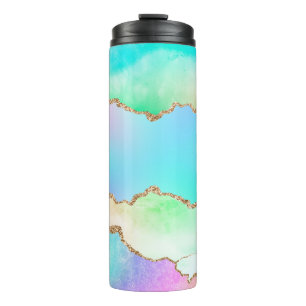 Bouteilles Isothermes Agate Holo Faux Iridescente Pastel Ombre Marble