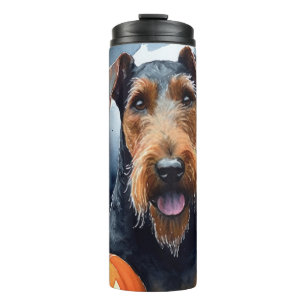 Bouteilles Isothermes Airedale d'Halloween avec citrouilles effrayant