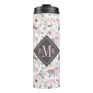 Bouteilles Isothermes Ajoutez votre motifs roses du monogramme   et gris