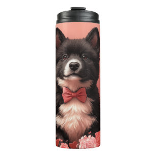Bouteilles Isothermes Akita Américain avec Roses - Saint-Valentin