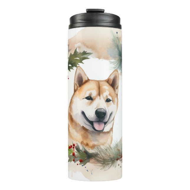 Bouteilles Isothermes Akita Christmas Wreath Festive Pup (Devant)