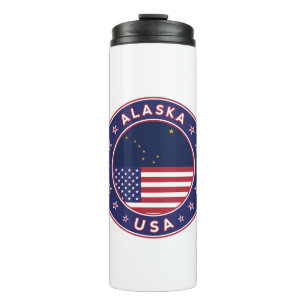 Bouteilles Isothermes Alaska, États-Unis, T-shirt Alaska, autocollant Al