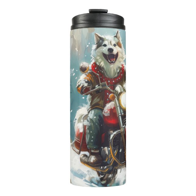 Bouteilles Isothermes Alaskan Malamute Dog équitation moto Noël (Devant)