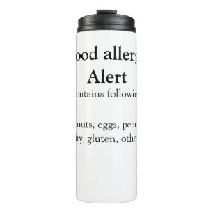 Bouteilles Isothermes Alerte d'allergie alimentaire ajouter le nom du te