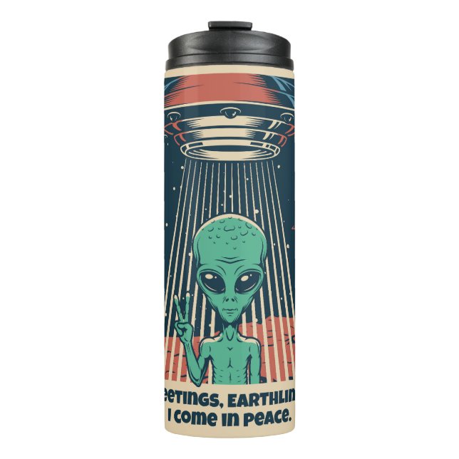 Bouteilles Isothermes Alien UFO de texte personnalisé (Devant)