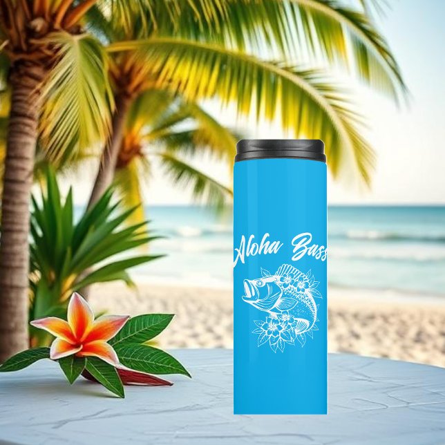 Bouteilles Isothermes Aloha Bass-Hawaïen Bleu clair (Aloha Bass Bass Fish Hawaiian Tropical Flowers Fisherman Trend Fish Thermal Tumbler Light Blue)