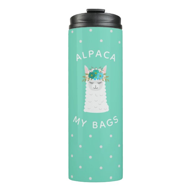 Bouteilles Isothermes Alpaca mignon et tendance | Turquoise (Devant)