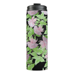 Bouteilles Isothermes amas de jolies fleurs roses et feuilles florales