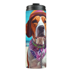 Bouteilles Isothermes American English Foxhound on Beach, cadeau d'été