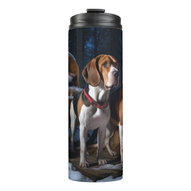 Bouteilles Isothermes American English Foxhound Snowy Sleigh Noël (Devant)