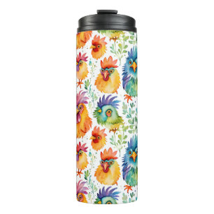 Bouteilles Isothermes Amusant Whimsical Aquarelle Style Poulets