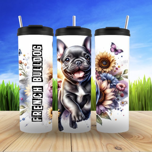 Bouteilles Isothermes Amusants floraux du Bulldog français (Créateur téléchargé)