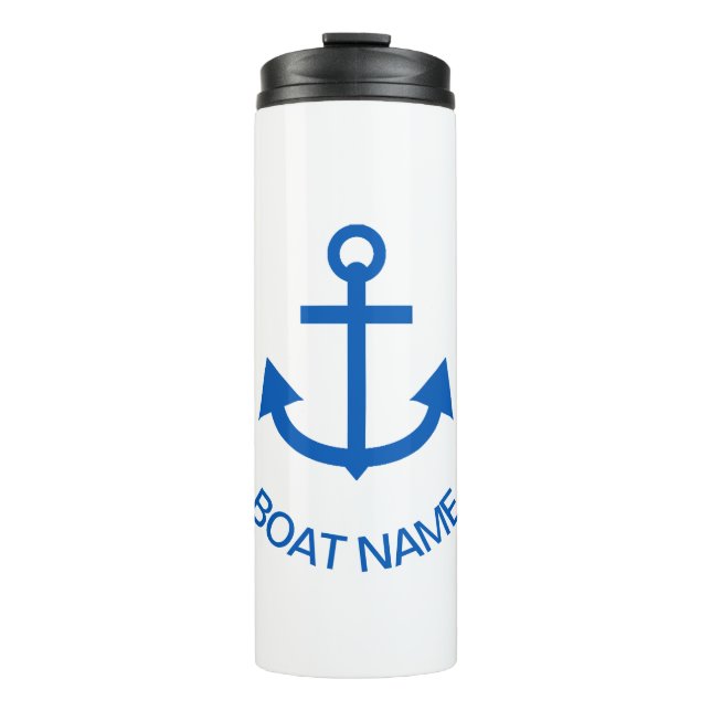 Bouteilles Isothermes Ancre Bleu Personnalisé Votre Nom De Bateau (Devant)