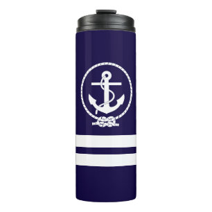 Bouteilles Isothermes Ancre nautique cool et Motif de bande blanche