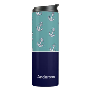 Bouteilles Isothermes Ancre nautique personnalisée Salle de bain Turquoi