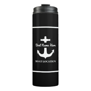 Bouteilles Isothermes Ancre personnalisée Nom du bateau noir Emplacement
