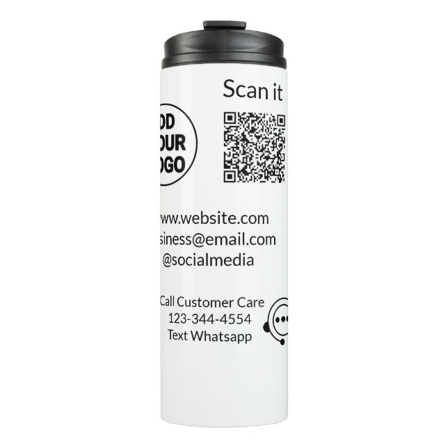 Bouteilles Isothermes Appeler le texte du service client whatsapp Q R co (Devant)