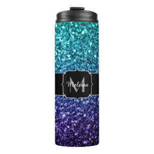Bouteilles Isothermes Aqua blue Ombre fausse parties scintillant scintil