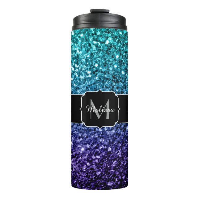 Bouteilles Isothermes Aqua blue Ombre fausse parties scintillant scintil (Devant)