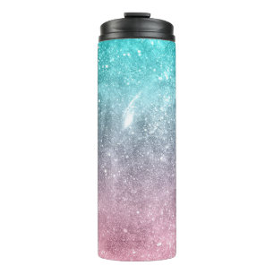 Bouteilles Isothermes Aqua blue Pink ombre mer galaxie abstraite