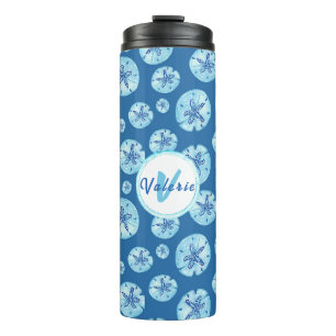 Bouteilles Isothermes Aqua-turquoise sable bleu dollar aquarelle personn