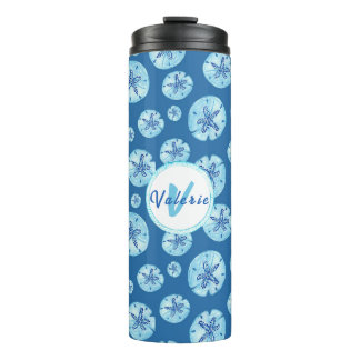 Bouteilles Isothermes Aqua-turquoise sable bleu dollar aquarelle personn